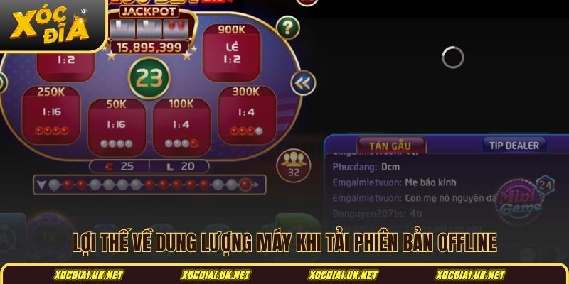 Lợi thế về dung lượng máy khi tải phiên bản offline