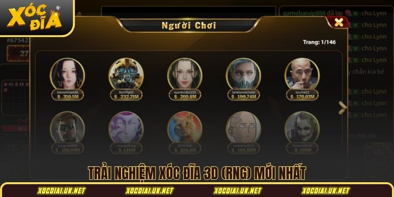 Trải nghiệm xóc đĩa 3D (RNG) mới nhất